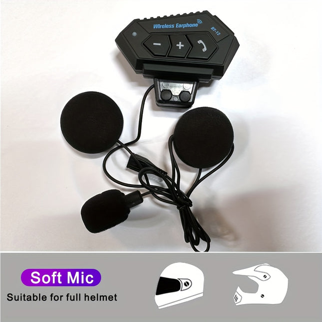 BT12 Motorcycle Helmet Wireless Headset - Handsfree Music & Call