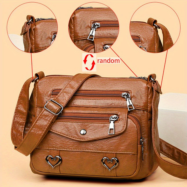 Retro Heart Decor Crossbody Bag