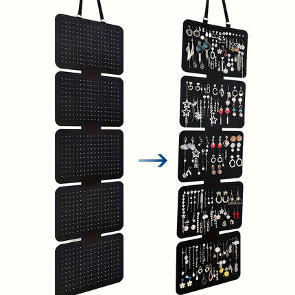 Black Felt 5-Tier Jewelry Organizer