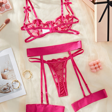 2025 European & American Love Embroidery Lingerie Set