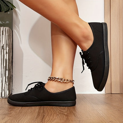 Black Canvas Lace-Up Sneakers
