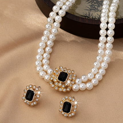 Double-Row Pearl & Rhinestone Set