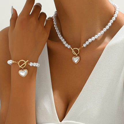 Heart & Pearl Jewelry Set
