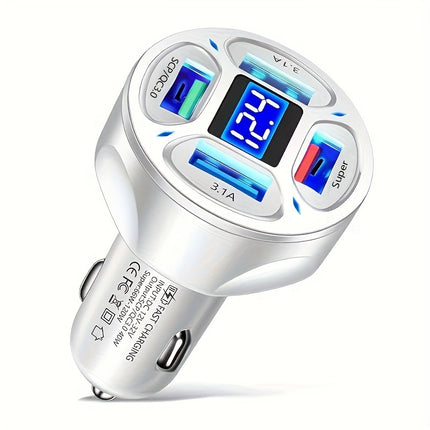 120W 4-in-1 Car Charger with Digital Display