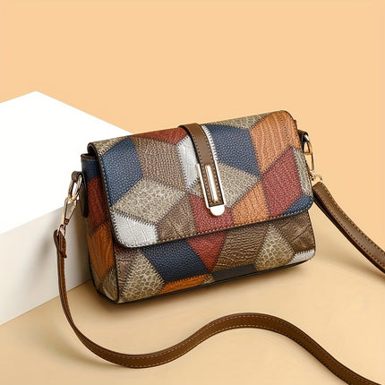 Retro Color Contrast Crossbody Bag
