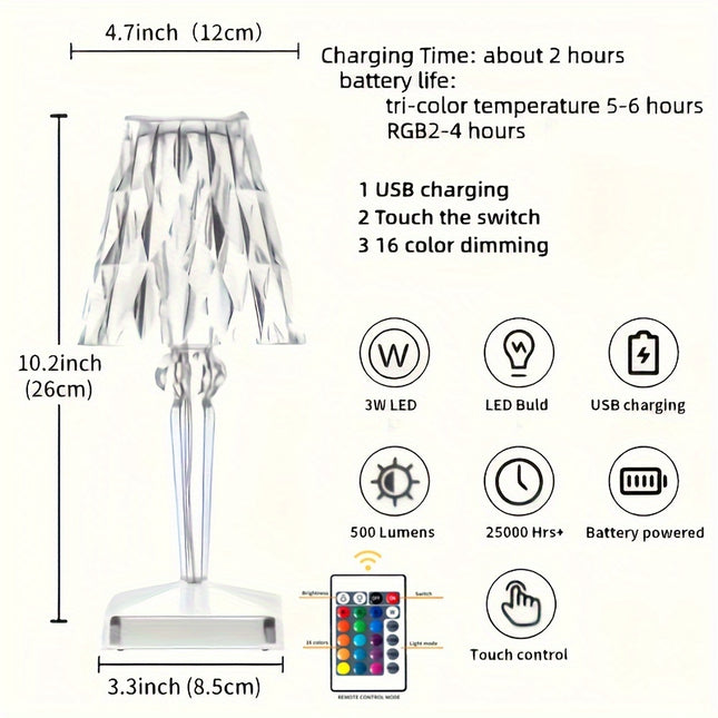 Portable Rechargeable LED Table Lamp with 16 Colors