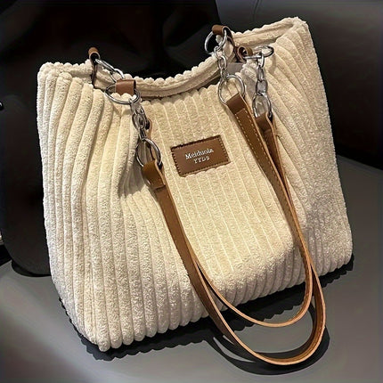 Elegant Corduroy Tote Bag – Stylish, Spacious, Everyday Essential - Monti Bargains