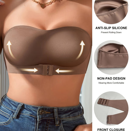 Front Buckle Strapless Bandeau