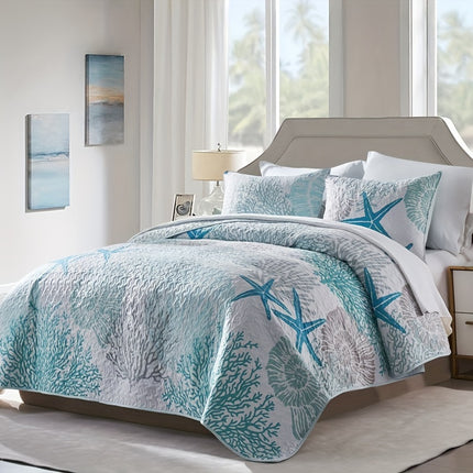Coastal Coral Starfish Reversible Bedding Set