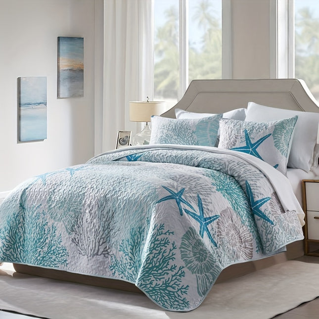 Coastal Coral Starfish Reversible Bedding Set
