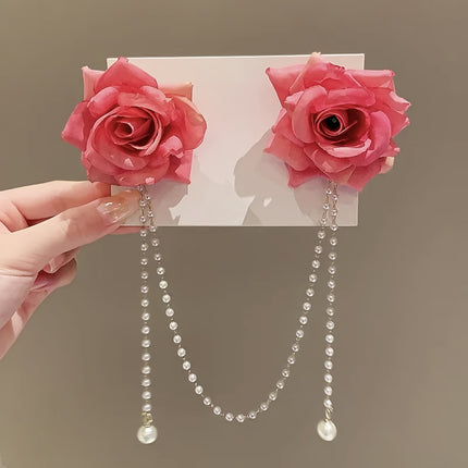 Chic Rose Tassel Hair Clips