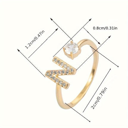 Adjustable Letter Zirconia Copper Ring