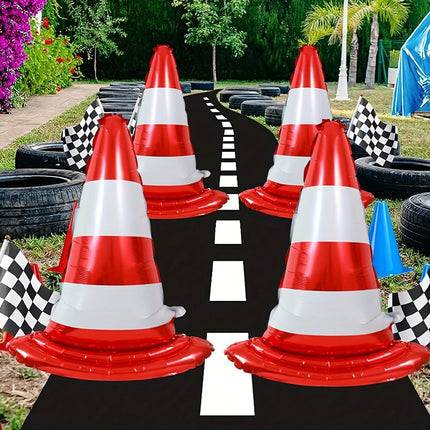 4pcs Red Racing Roadblock Foil Balloons