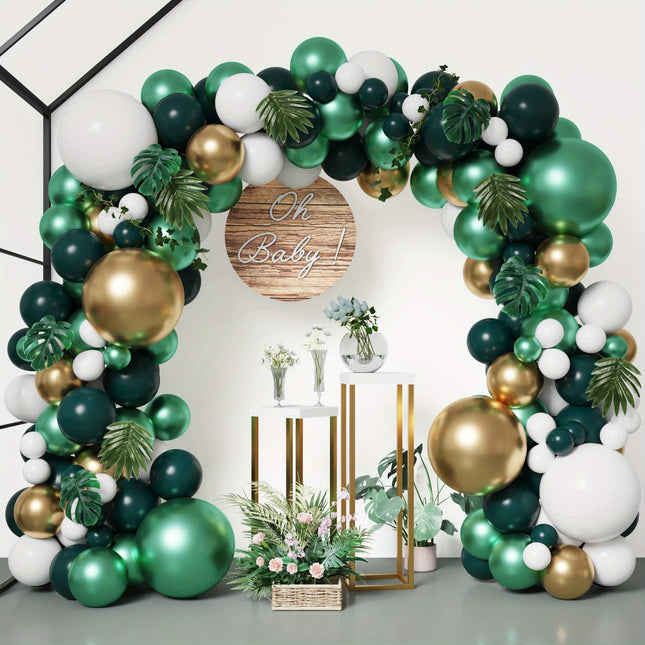 143 pieces of metal green and Golden balloon