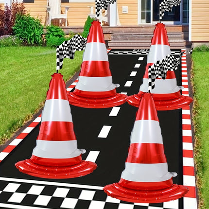 4pcs Red Racing Roadblock Foil Balloons