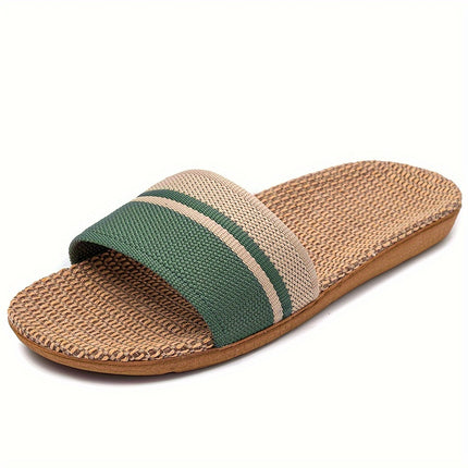 Women's Striped Linen Slippers