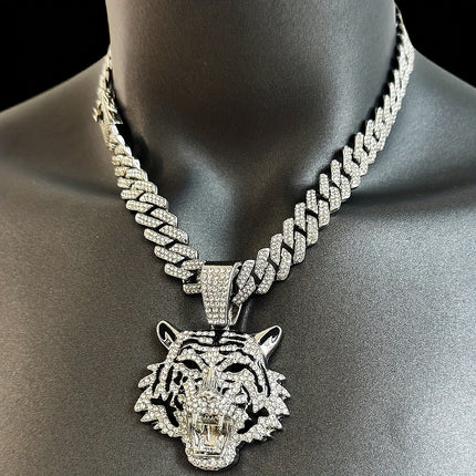 Iced-Out Tiger Head Necklace