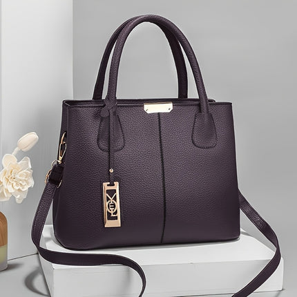 Chic Handbag with Metal Charm
