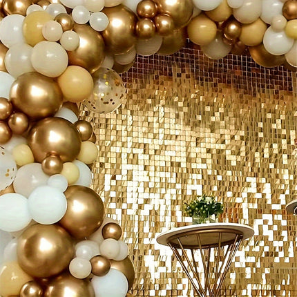 1pc, Birthday Party Decoration Golden Square Rain Curtain