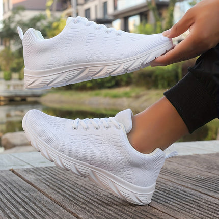 Men’s Solid White Breathable Running Shoes
