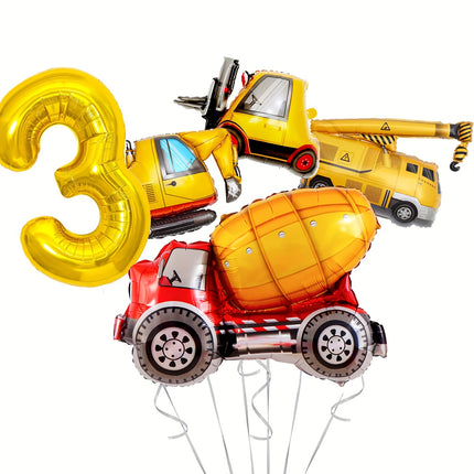 5pcs Construction Theme Birthday Party Balloons Set