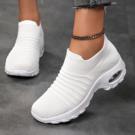 Women's White Breathable Athletic Walking Shoes