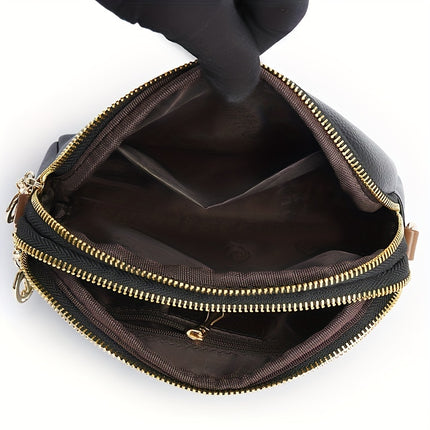 Vintage Litchi Embossed Crossbody Bag