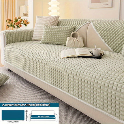 Plaid Plush Sofa Cover - Warm, Soft, Pet-Friendly Protector