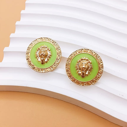 Vintage Geometric Lion Head Studs