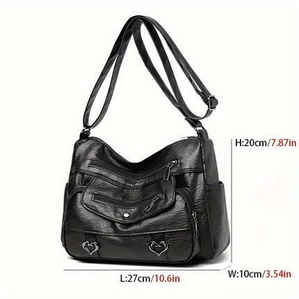 Retro Heart Decor Crossbody Bag