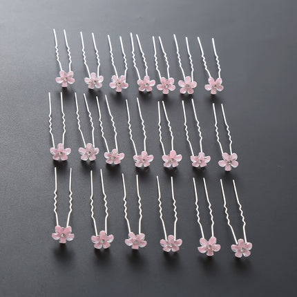 20pcs Rhinestone Flower U Hairpins