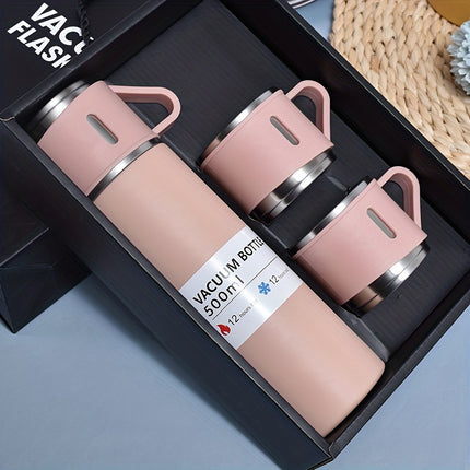 Vacuum Flask Set - Thermal Mug with Extra Cup Lids