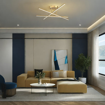 60.5cm Golden LED Chandelier - 3-Light Semi Flush Mount
