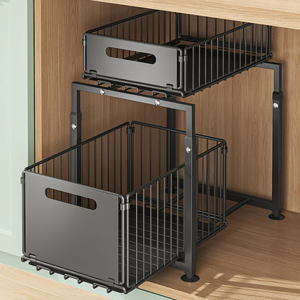 2-Tier Under Sink Organizer with Pull-Out Metal Drawers