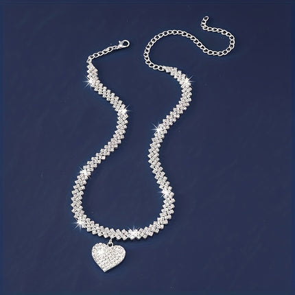Sparkling Heart Tennis Jewelry Set
