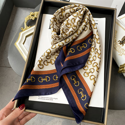 Elegant Golden Buckle Square Scarf