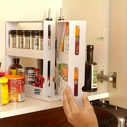 2-Tier Rotating Spice Rack Organizer – Space-Saving