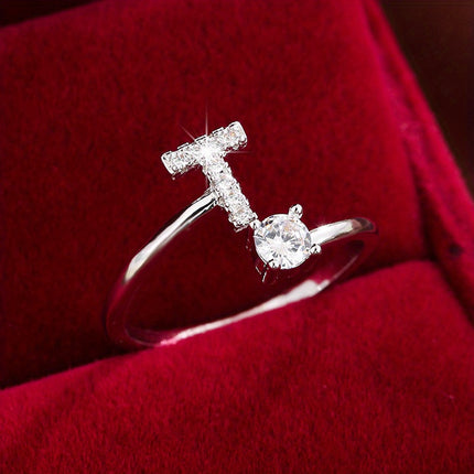 Adjustable Letter Zirconia Copper Ring