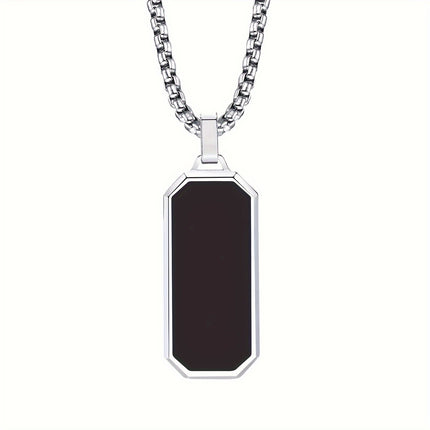 Men's Black Enamel Pendant Necklace