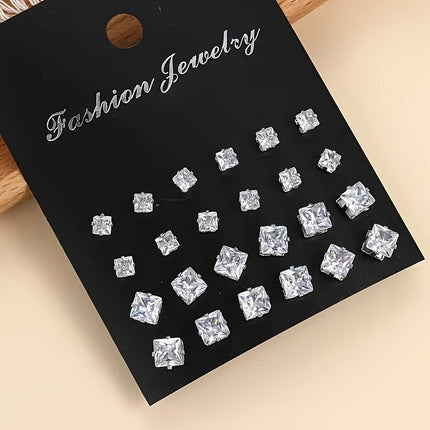 Elegant Square Zirconia Stud Earrings