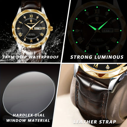 Casual Luminous Dual Calendar Quartz Watch