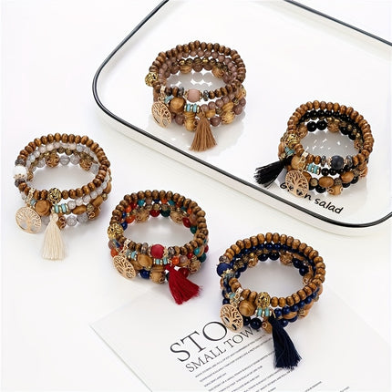 4pcs Tree of Life Beaded Bracelet Set