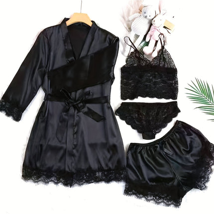 Elegant Satin Lace Lounge Set