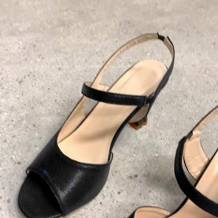 Elegant Black Peep-Toe High Heel Sandals