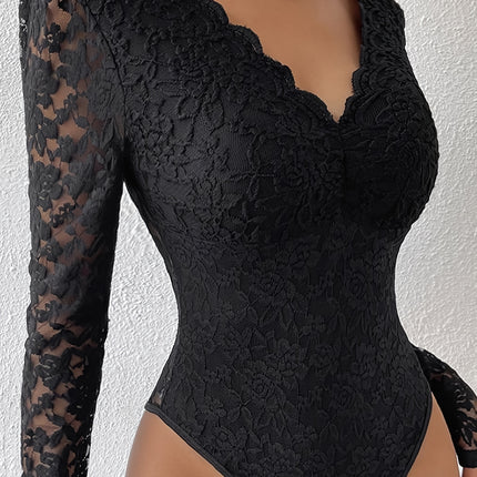 Elegant Lace Long-Sleeved Bodysuit