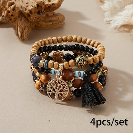 4pcs Tree of Life Beaded Bracelet Set