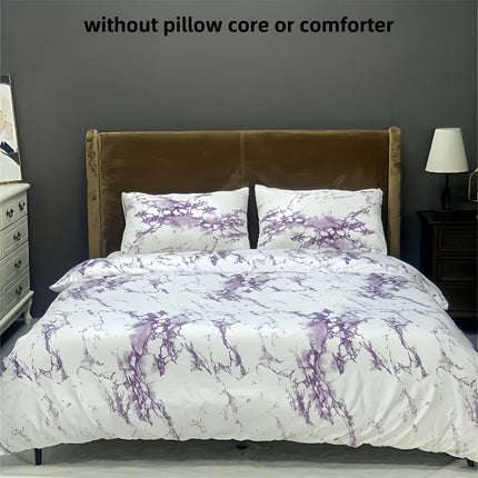 3pcs Polyester Printed Marble Pattern Quilt Cover Three-piece Set