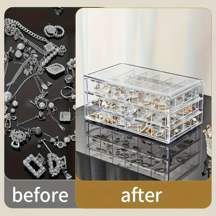 3-Layer Jewelry Organizer with 72 Compartments