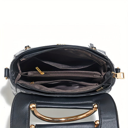 Geometric Print Faux Leather Handbag