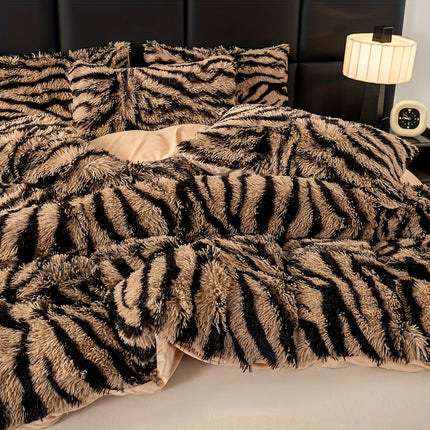Plush Zebra Print Duvet Set